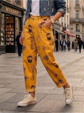 Lazy Oaf "Roman Holiday" Tokyo Tapered Pants – Yellow – Size 26